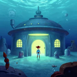 a secret underwater superhero base | homebase secret headquarters of a water based super hero | 1 9 7 0's style animation | in the style of archer | superfriends style art | cartoon realism