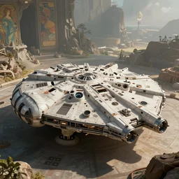 the millenium falcon built from organic components, soft, sharp focus, detailed, sci-fi, hyperrealism, concept art by artgerm and Alphonse Mucha and Moebius