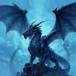 wild dragons in an azure sky, artwork by android jones