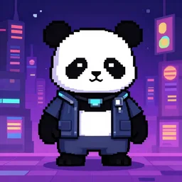 cyberpunk panda, pixel art
