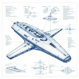 blueprint for a sentient starship, technical drawing with annotations and notes in the margins, algorithms and physics equations, concept design by peter mohrbacher and craig mullins and hiroshi yoshida and james jean and frank frazetta and michael whelan and andreas rocha