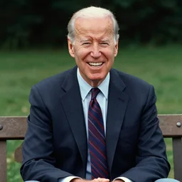 color film still of joe biden sitting on a bench in the film forrest gump 1 9 9 4, grinning, close up, detailed