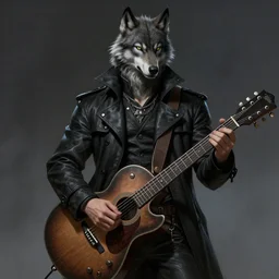 picture of male lycan wolf bard, jet black trenchcoat, big guitar, high fantasy, highly detailed, detailed faces, smooth, sharp focus, chiaroscuro, dnd, digital painting, concept art, rossdraws and moebius and jon mcnaughton