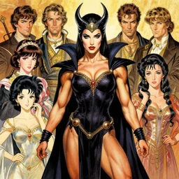 muscular beautiful Katie Mcgrath wearing sorceress costume  tombow artwork greg staples , dug stanat,  norman rockwell , christophe young ,eytan zana , rumiko takahashi ,