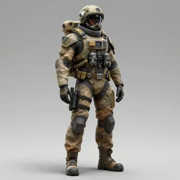 full body tactical military futuristic astronaut character concept art by Maciej Kuciara, digital art, trending on ArtStation