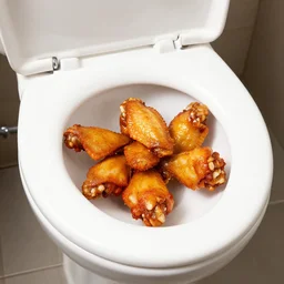 Chicken wings in the toilet