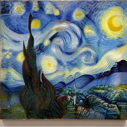 a painting on San Francisco at sunset, Van Gogh style