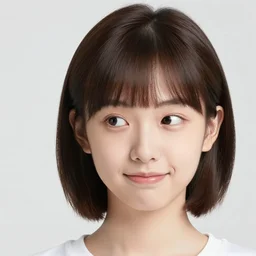 a young girl in the foreground with short straight hair gives a sideways glance and a smirk at the camera. in the background, slightly out of focus, we see a huge fire. high resolution photograph