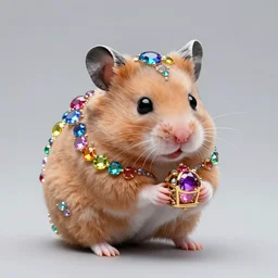 hamster made out of rainbow gems and crystals, 8k, vibrant, treasure