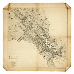map of hollywood on old parchment paper, by charles manson