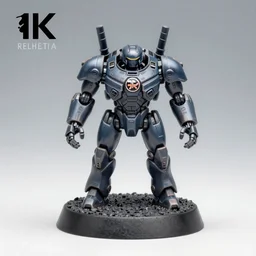 8 0 mm resin detailed miniature of a armored core v, full body, logo, textured base ; product introduction photos, 4 k, view from front