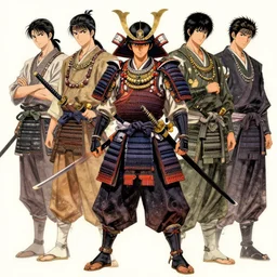 a full body - samurai with asian jewelry and accessories katana by karol bak, ayami kojima, yoshitaka amano, olivier ledroit, ruan jia, charlie bowater, tom bagshaw, feudal japan, concept art, fantasy