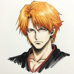 a ink sketch portrait of bleach, yoji shinkawa