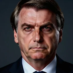 Jair Bolsonaro president of Brazil with angry evil eyes, dark lighting artwork by Sergey Kolesov