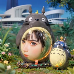 cinestill 5 0 d, 8 k, j. j abrams flare ; esoteric ultra realistic seinen manga faberge timepiece in totoro ( 1 9 9 0 ) film still garden scene in frontiers in translucent plastic photography fashion magazine june seinen manga portrait closeup edition, hyperrealistic real - life clay occult timepiece film still in seinen manga victorian glass jar, pointe pose, perfect eyes, tilt shift wide shot zaha hadid background