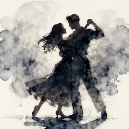 a beautiful watercolor painting of a silhouetted couple having a slow dance, digital painting, artstation, concept art, lighting by delphin enjolras, smooth, sharp focus, dynamic lighting, cinematic, octane render, 8 k