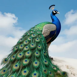 a giant peacock with horns by masashi kishimoto, hyper-detailed masterpiece