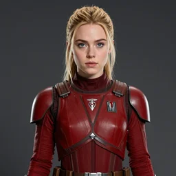 star wars portrait of a woman by greg rutkowski, jedi knight, she looks like dakota fanning and bella heathcote, wearing the red tactical gear of the galactic triunvirate, she is about 2 0 years old, detailed portrait, sharp foccus, artstation hq.