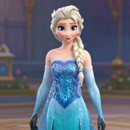frozen's elsa as a guest character in soul calibur 6, in game screenshot