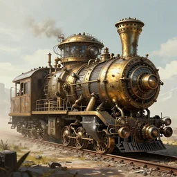 concept art of huge steampunk massive train