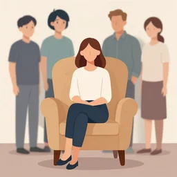 a woman with brown hair sitting in an armchair alone. clean cel shaded vector art. shutterstock. behance hd by lois van baarle, artgerm, helen huang, by makoto shinkai and ilya kuvshinov, rossdraws, illustration, art by ilya kuvshinov