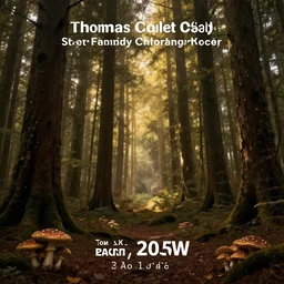tall mysterious woods, light shining through, mushrooms on the ground, warm lighting, concept art, award winning concept art, Thomas Cole, 4k, 8k,