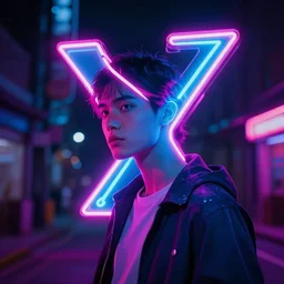 neon z i o c l o in the night, photorealistic, hd, trending on artstation