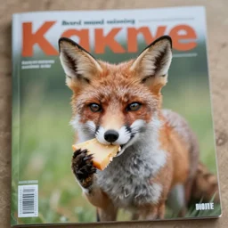 award winning portrait of Ka fox eating cheese, on the cover of a magazine,, soft focus, f1.2,