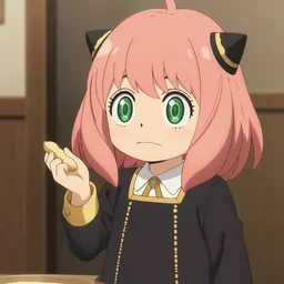 anya from spy x family, holding peanuts, digital art, anime style
