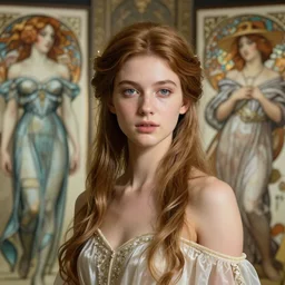 beautiful young goddess by zdzisław beksinski, iris van herpen, jean delville, jeffrey smith, and alphonse mucha, detailed realistic beautiful portrait, shallow depth of field beautifully lit octane render