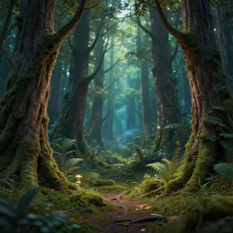close-up photograph of a magical forest, incredibly detailed, very beautiful, studio lighting, 50mm lens