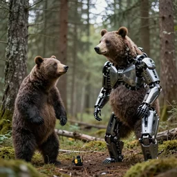 shishkin's bear forest but with mechanical bears