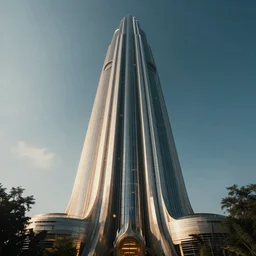 realistic, cinematic, photograph of the fantasy tower of the illuminati, streamline moderne, googie architecture