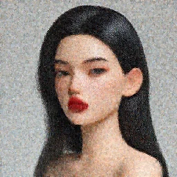 portrait, beautiful, woman, black hair, red lips with c4d