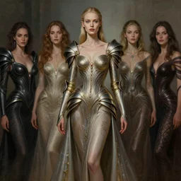 epic professional digital portrait of gorgeous thin white woman in epic armoured party dress, fully clothed, faint atmospheric lighting, painted, intricate, detailed, by leesha hannigan, wayne haag, reyna rochin, ignacio fernandez rios, mark ryden, iris van herpen, best on artstation, cgsociety, epic, stunning, gorgeous, much wow.