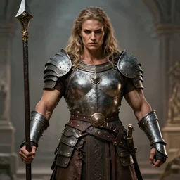 beautiful massively muscular medieval warrior woman