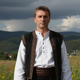 milorad dodik in traditional bosnian clothing, photorealistic