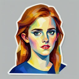 cubist portrait of emma watson cutout digital illustration cartoon colorful beeple vector art