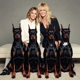 annie leibovitz style photoshoot of halle berry and per pet dobermans
