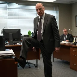 Mike Ehrmantraut use leg shaker in Saul Goodman office
