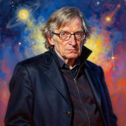A cyborg Steven Hawking as the ultimate tyrant emperor of the universe. Realistic sci-fi concept. Trending on ArtStation. A vibrant digital oil painting. A highly detailed fantasy character illustration by Wayne Reynolds and Charles Monet and Gustave Dore and Carl Critchlow and Bram Sels