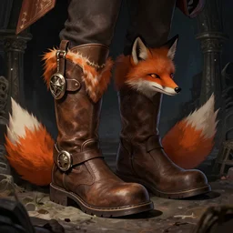 illustration of boots, magic item, osr dungeon, tomb of horror, illustration, fox style, high detail, high resolution