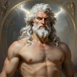 painted portrait of rugged zeus, furious, god of thunder, greek god, white hair, masculine, mature, handsome, upper body, muscular, hairy torso, fantasy, intricate, elegant, highly detailed, digital painting, artstation, concept art, smooth, sharp focus, illustration, art by gaston bussiere and alphonse mucha