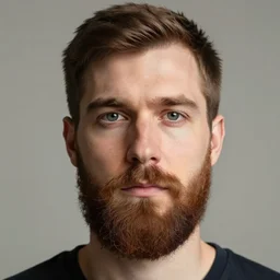 a bearded man without a nose
