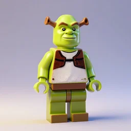 Shrek as a lego figure, studio lighting, blender, octane render, detalied, high quality, trending on artstation, 8k,