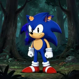 sonic in a pitch black forest