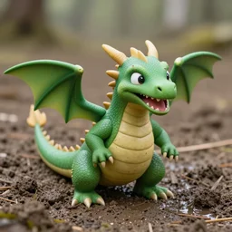 friendly dragon in the mud