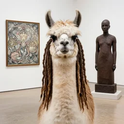llama with dreadlocks, by mandy jurgens, ernst haeckel, el anatsui, by hsiao, james jean