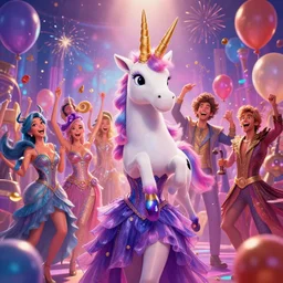 epic professional digital art of 🦄🎉 party happy, cheerful, fun, celebration, detailed, hdr, 4 k, leesha hannigan, wayne haag, reyna rochin, ignacio fernandez rios, mark ryden, iris van herpen, best on wlop, pixiv, stunning, gorgeous, much wow, cinematic, masterpiece