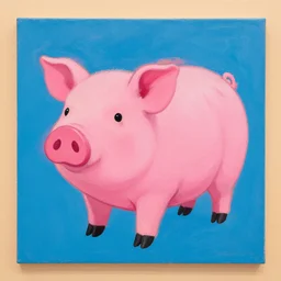 a beautiful painting lovely toy pink pig, by kusama yayoi and murakami color screen printing